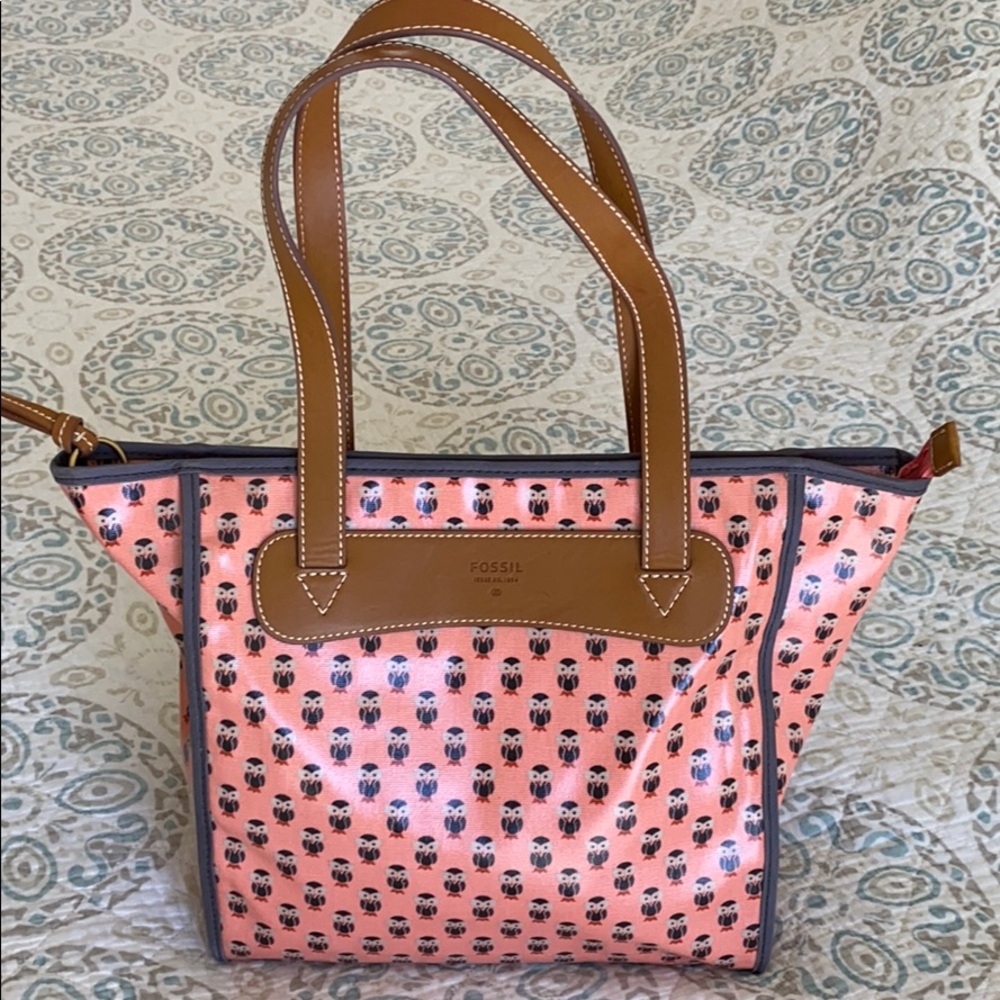 Fossil Tote with Owl Print